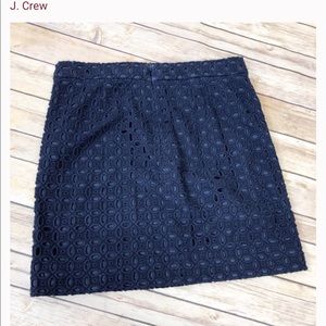J. Crew Navy Eyelet Mini Skirt-Cotton-Sz 4